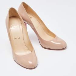 Pre Owned Christian Louboutin Beige Leather Simple Pumps Size 40.5