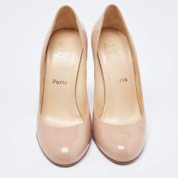 Pre Owned Christian Louboutin Beige Leather Simple Pumps Size 40.5