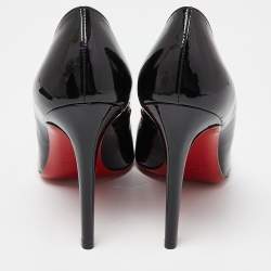Pre Owned Christian Louboutin Black Patent Leather Pointed Toe Pumps Size 40.5