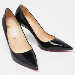 Pre Owned Christian Louboutin Black Patent Leather Pointed Toe Pumps Size 40.5