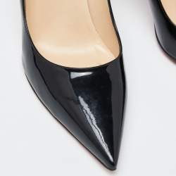 Pre Owned Christian Louboutin Black Patent Leather Pointed Toe Pumps Size 40.5