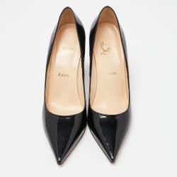 Pre Owned Christian Louboutin Black Patent Leather Pointed Toe Pumps Size 40.5