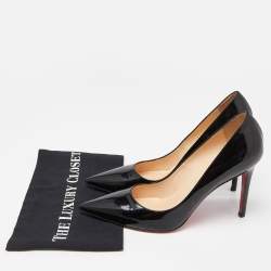 Pre Owned Christian Louboutin Black Patent Leather Pointed Toe Pumps Size 40.5