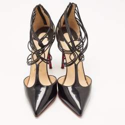 Pre Owned Christian Louboutin Black Patent Confusa Sandals Size 36