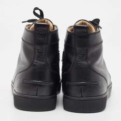 Christian Louboutin Black Leather Lou Spikes Sneakers Size 42