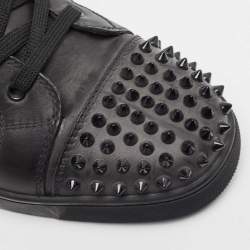 Christian Louboutin Black Leather Lou Spikes Sneakers Size 42