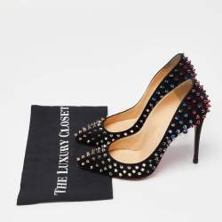 Christian Louboutin Black Suede Pigalle Follies Spike Pumps Size 38