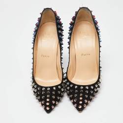 Christian Louboutin Black Suede Pigalle Follies Spike Pumps Size 38