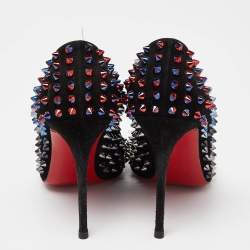 Christian Louboutin Black Suede Pigalle Follies Spike Pumps Size 38