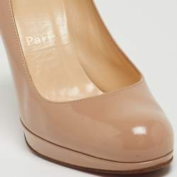 Pre Owned Christian Louboutin Beige Patent Leather New Simple Pumps Size 37.5