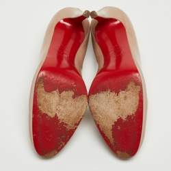 Pre Owned Christian Louboutin Beige Patent Leather New Simple Pumps Size 37.5