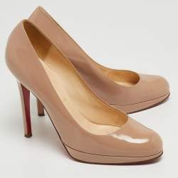 Pre Owned Christian Louboutin Beige Patent Leather New Simple Pumps Size 37.5
