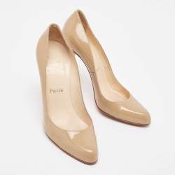 Christian Louboutin Beige Patent Simple Pumps Size 38.5