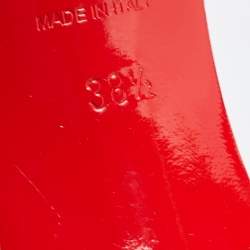 Pre Owned Christian Louboutin Beige Patent and Mesh Mrs.Early  Pumps Size 38.5