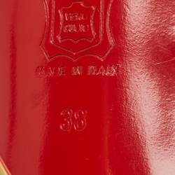 Pre Owned Christian Louboutin Neon Orange Patent Leather Lola Pumps Size 38