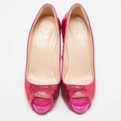 Pre Owned Christian Louboutin Pink Sequin Very Prive Pumps Size 37