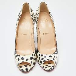 Christian Louboutin Black/White Watersnake Printed Flo Pumps Size 37.5