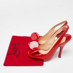 Christian Louboutin Red Patent Leather Madame Mouse Slingback Sandals Size 37