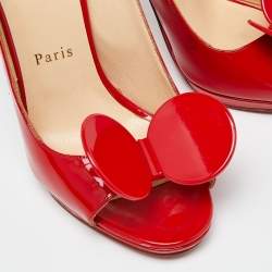 Christian Louboutin Red Patent Leather Madame Mouse Slingback Sandals Size 37