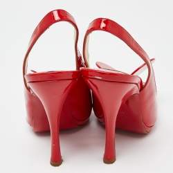 Christian Louboutin Red Patent Leather Madame Mouse Slingback Sandals Size 37