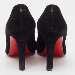 Pre Owned Christian Louboutin Black Suede Peep Toe Pumps Size 38