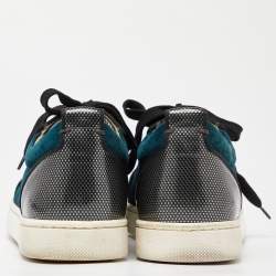 Pre Owned Christian Louboutin Multicolor Velvet, Suede and Patent Leather Spikes Low Top Sneakers Size 37