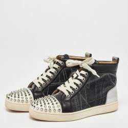 Christian Louboutin Tri Color Leather and Mesh Louis Spikes Orlato Sneakers Size 37.5