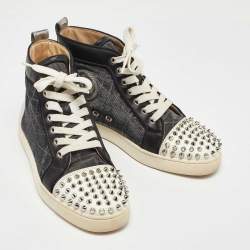 Christian Louboutin Tri Color Leather and Mesh Louis Spikes Orlato Sneakers Size 37.5