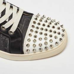 Christian Louboutin Tri Color Leather and Mesh Louis Spikes Orlato Sneakers Size 37.5