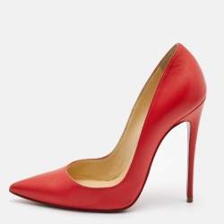 Pre Owned Christian Louboutin Red Leather So Kate Pointed Toe Pumps Size 37