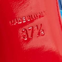 Pre Owned Christian Louboutin Green/Blue Printed Patent Leather Pigalle Follies Pumps Size 37.5