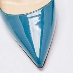 Pre Owned Christian Louboutin Teal Patent Leather So Kate Pumps Size 37.5