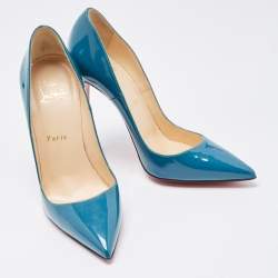 Pre Owned Christian Louboutin Teal Patent Leather So Kate Pumps Size 37.5