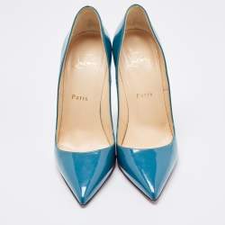 Pre Owned Christian Louboutin Teal Patent Leather So Kate Pumps Size 37.5