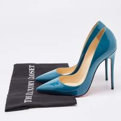 Pre Owned Christian Louboutin Teal Patent Leather So Kate Pumps Size 37.5