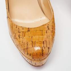 Christian Louboutin Beige Cork Bianca Platform Pumps Size 37.5