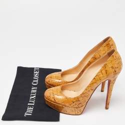 Christian Louboutin Beige Cork Bianca Platform Pumps Size 37.5