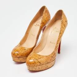 Christian Louboutin Beige Cork Bianca Platform Pumps Size 37.5