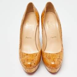 Christian Louboutin Beige Cork Bianca Platform Pumps Size 37.5