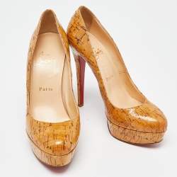 Christian Louboutin Beige Cork Bianca Platform Pumps Size 37.5