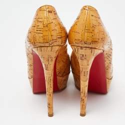 Christian Louboutin Beige Cork Bianca Platform Pumps Size 37.5