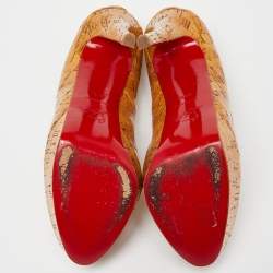 Christian Louboutin Beige Cork Bianca Platform Pumps Size 37.5