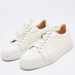 Christian Louboutin White Fabric And Leather Vieira Orlato Trainers Sneakers Size 36.5