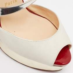 Pre Owned Christian Louboutin Multicolor Python And Leather Crisscross Peep Toe Pumps Size 37