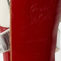 Pre Owned Christian Louboutin Multicolor Python And Leather Crisscross Peep Toe Pumps Size 37