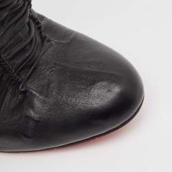 Pre Owned Christian Louboutin Black Leather Mervillon Knee Boots Size 37