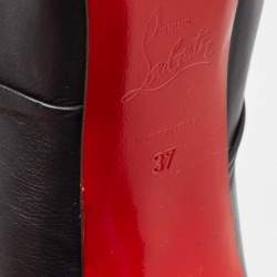 Pre Owned Christian Louboutin Black Leather Mervillon Knee Boots Size 37