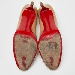 Pre Owned Christian Louboutin Beige Patent Leather New Simple Platform Pumps Size 39.5