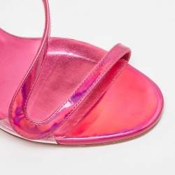 Pre Owned Christian Louboutin Pink Iridescent Leather Rosalie Sandals Size 38
