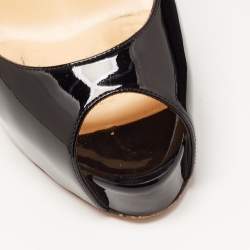 Pre Owned حذاء كعب عالي كريستيان لوبوتان فيري بريف جلد أسود لامع مقاس 40